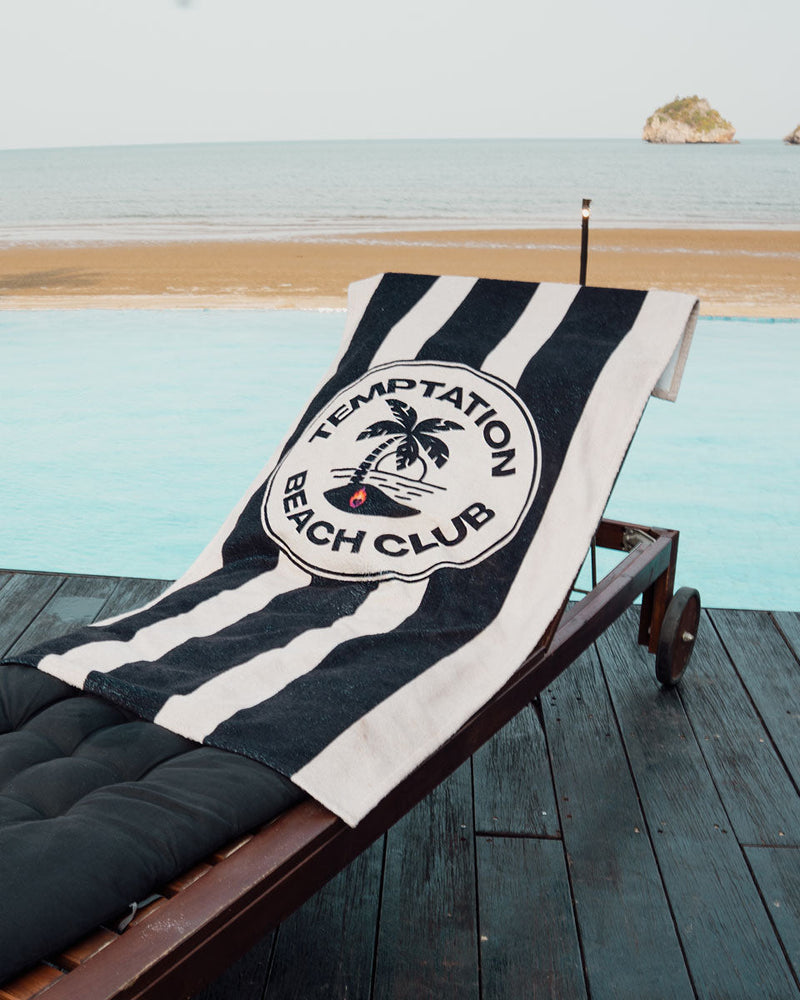 Temptation Island – Beach Club Vibes Strandhanddoek (Zwart/Wit)